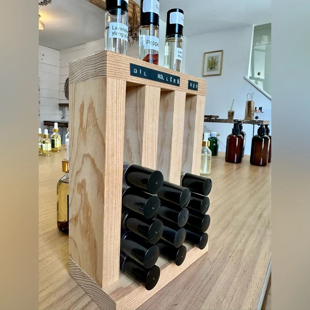 Wooden Essential Oil Roller Bottle Holder